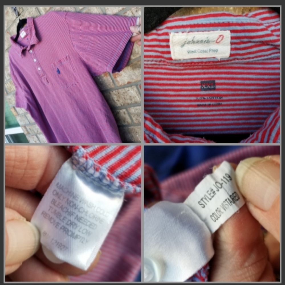 Johnnie O Polo BLUE/RED Striped Golf Shirt (Men XXL/2X) Short Sleeve Soft Cotton - Picture 10 of 10